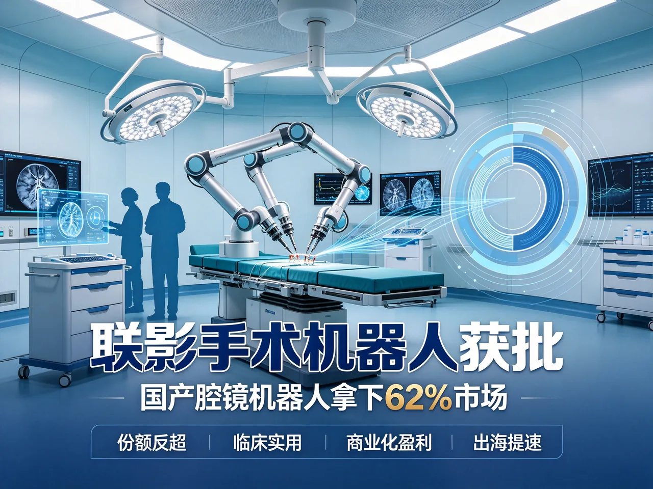 联影手术机器人获批,国产腔镜机器人拿下62%市场